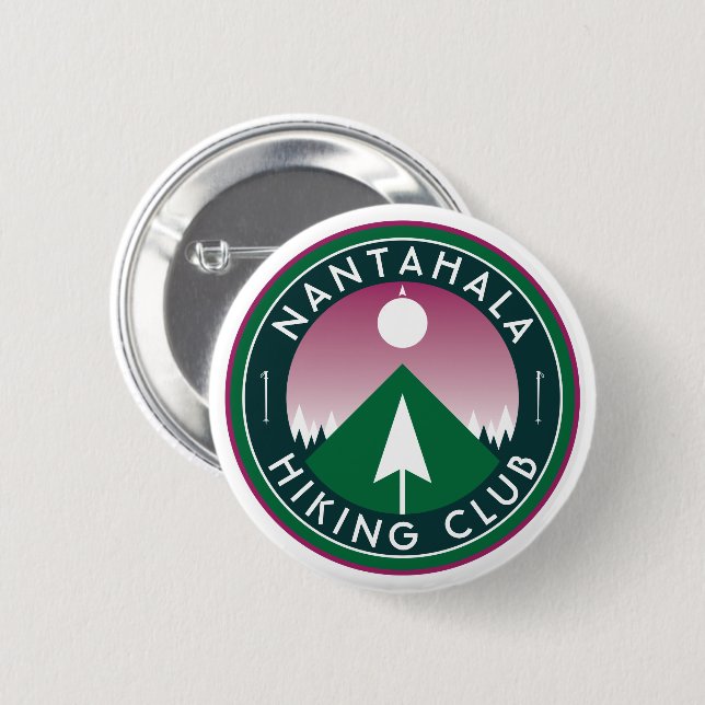customisable hiking club mountain 6 cm round badge (Front & Back)