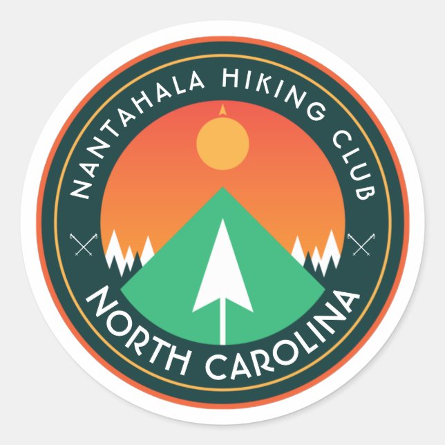 customisable hiking club mountain patch  classic r round sticker (Front)