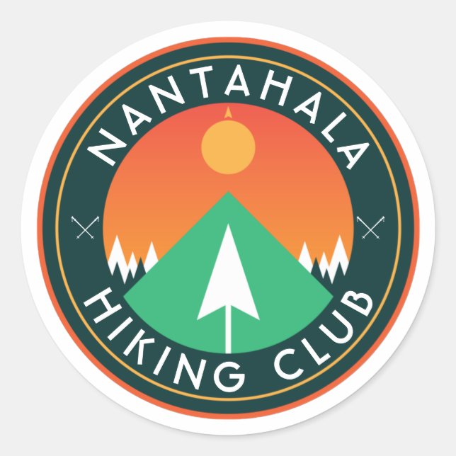 customisable hiking club mountain patch  classic round sticker (Front)