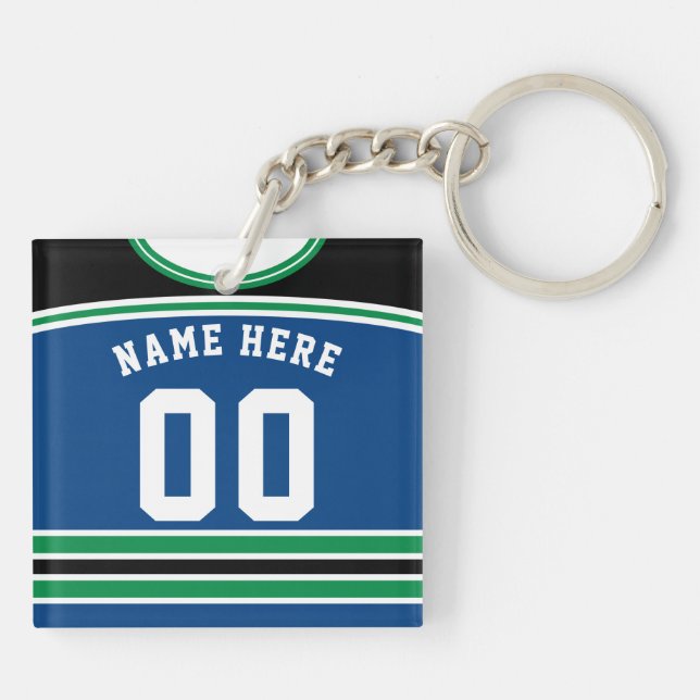 Customisable Hockey Jersey Keyring, Lacrosse Key Ring (Back)