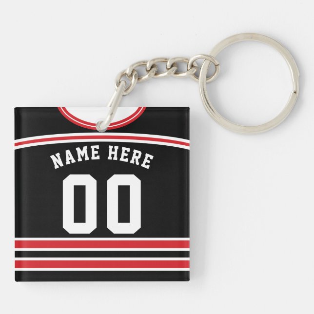 Customisable Hockey Jersey Keyring, Lacrosse Key Ring (Back)