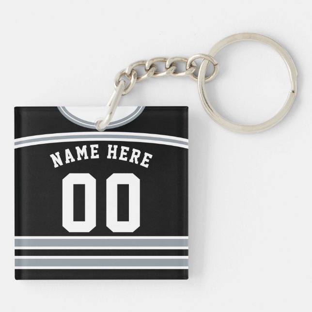 Customisable Hockey Jersey Keyring, Lacrosse Key Ring (Back)