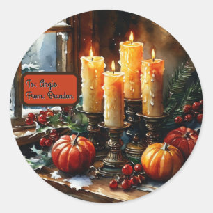 Customisable Holiday Candels Design Classic Round Sticker