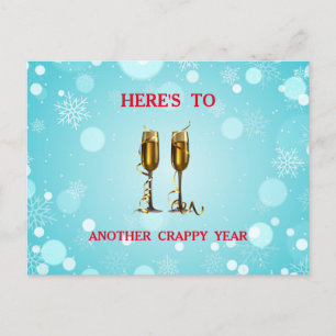Customisable holiday cheer champagne flutes funny postcard
