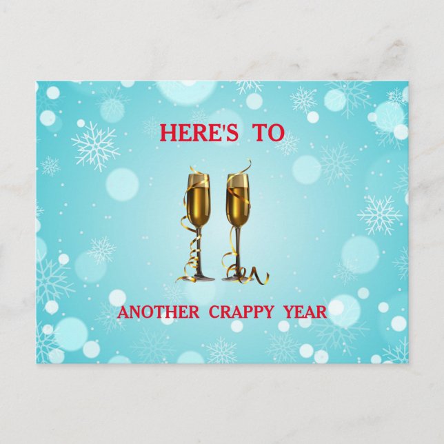 Customisable holiday cheer champagne flutes funny postcard (Front)