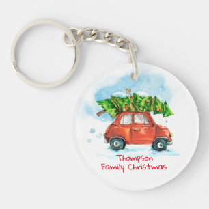 Customisable Holiday Family Christmas Tree Key Ring