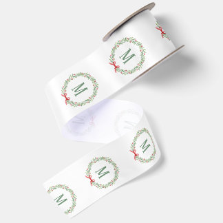 Customisable Holiday Initial  Satin Ribbon