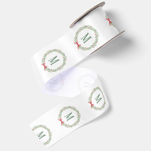 Customisable Holiday Initial  Satin Ribbon (Front+Back)