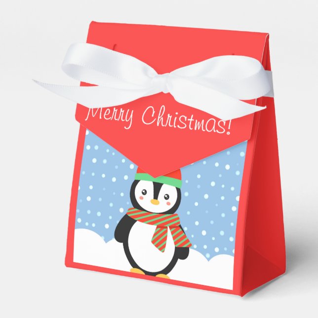 Customisable Holiday Penguin Favour Box (Front Side)