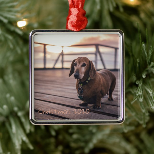 Customisable Holiday Pet Dog Dachshund Metal Tree Decoration (Tree)