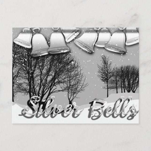Customisable Holiday Postcard Silver Bells (Front)