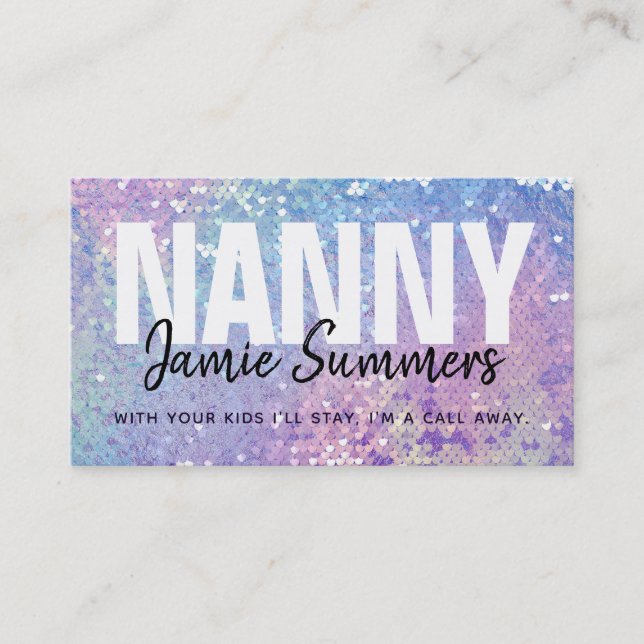 Customisable Holographic Nanny Business Cards (Front)