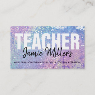 Customisable Holographic Teacher Business Cards