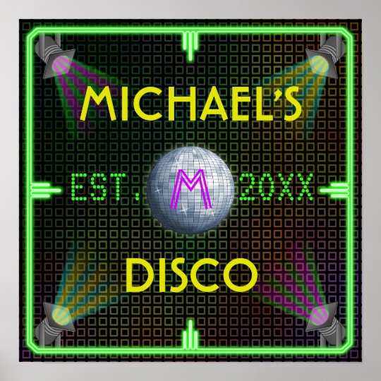 Customisable Home Bar 1970's Disco Ball Poster