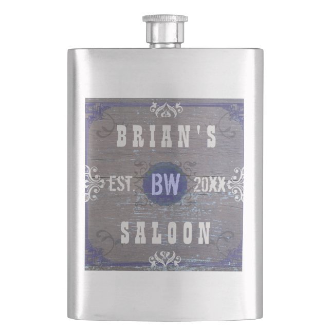 Customisable Home Bar Beer Saloon Hip Flask (Front)