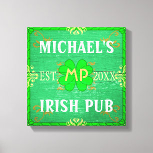 Customisable Home Bar Irish Pub Green Canvas Print