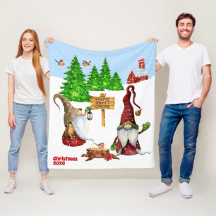 Customisable Home Sweet Home Gnome Winter Scene Fleece Blanket