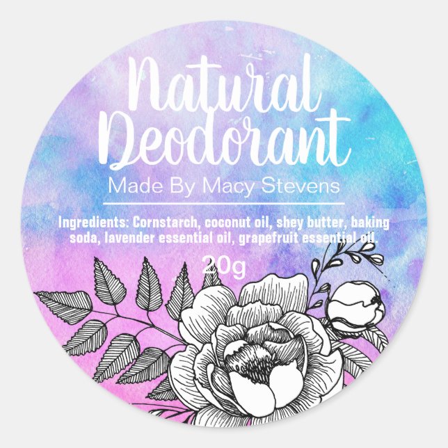 Customisable Homemade Deodorant Label (Front)