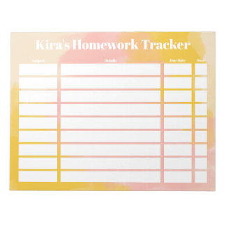 Customisable Homework Tracker Notepad