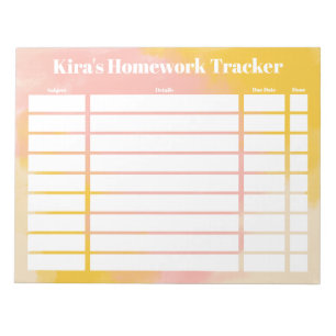 Customisable Homework Tracker Notepad