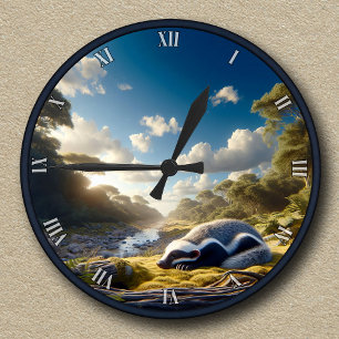 Customisable Honey Badger Round Clock