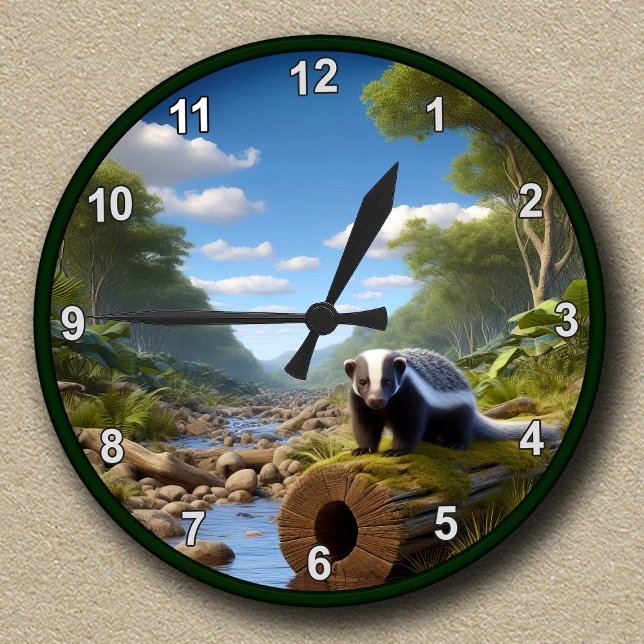 Customisable Honey Badger  Round Clock (Creator Uploaded)
