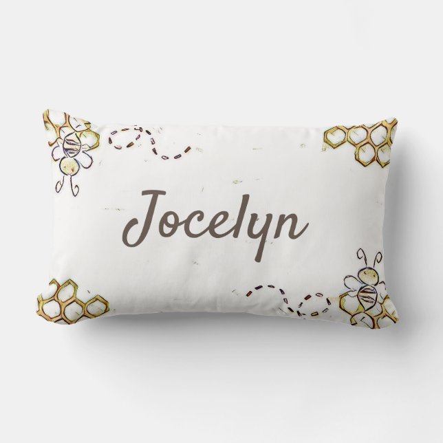 customisable honey bee name pillow (Front)