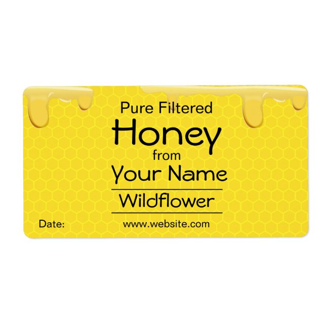 Customisable Honey Labels Honeycomb Add Your Name (Front)