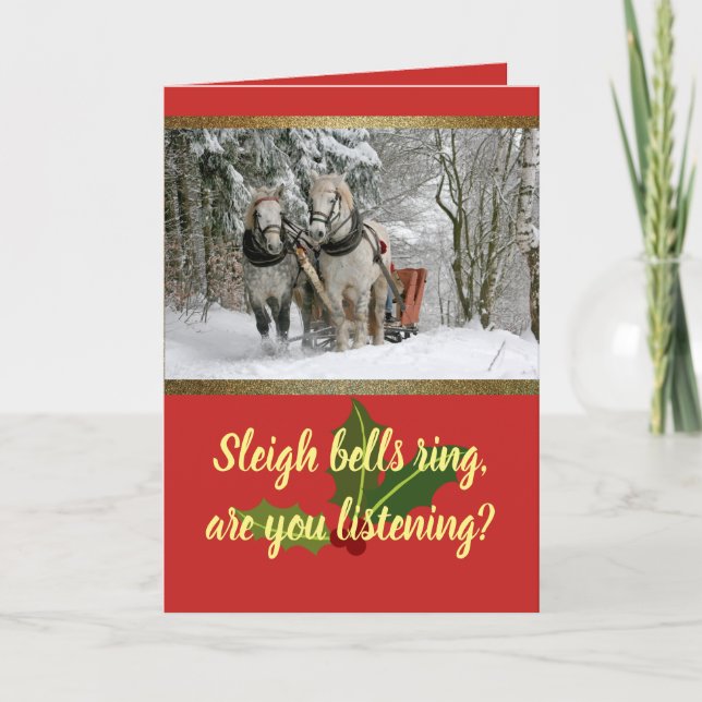 Customisable Horse Drawn Sleigh Holiday Card (Front)