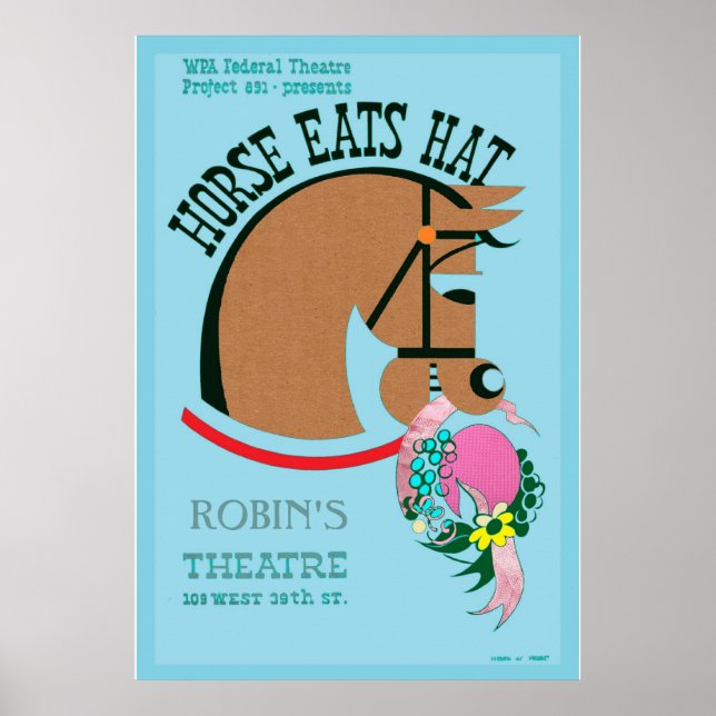 Customisable Horse Eats Hat Kids Poster (Front)