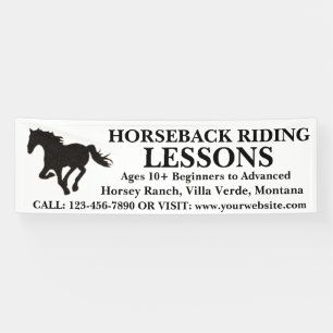 Customisable horseback riding lessons banner sign