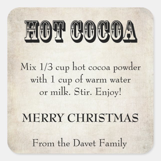 Customisable Hot Cocoa Label BG04 (Front)
