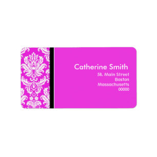 Customisable Hot Pink Damask Address Labels