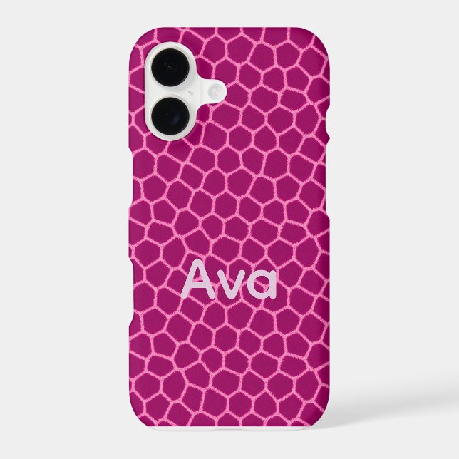 customisable hot pink giraffe print iphone case (Back)