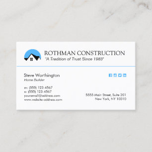 Customisable House Logo Construction Business Card