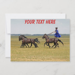 Customisable Hungary horseman and horses Card