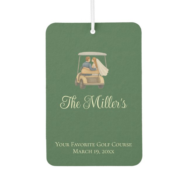 Customisable Hunter Green Golf Course Wedding  Car Air Freshener (Front)