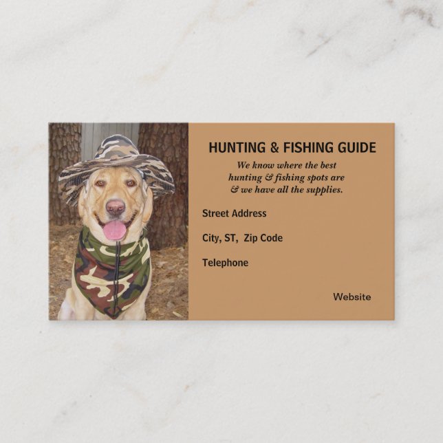Customisable Hunting/Fishing Guide Business Card (Front)