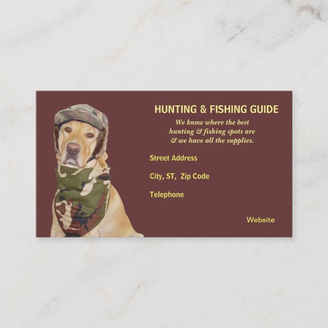 Customisable Hunting/Fishing Guide Business Card (Front)