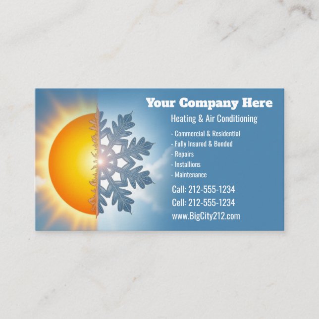 Customisable HVAC Heating & Air Conditioning Business Card (Front)