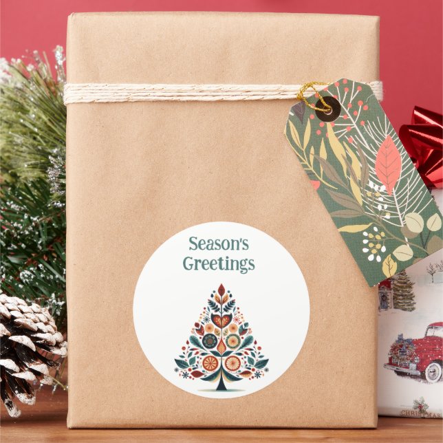  Customisable Hygge Scandinavian Minimalist   Classic Round Sticker (Holiday)