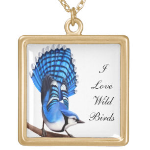 Customisable I Love Birds Bluejay Necklace
