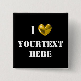 Customisable i love-black 15 cm square badge