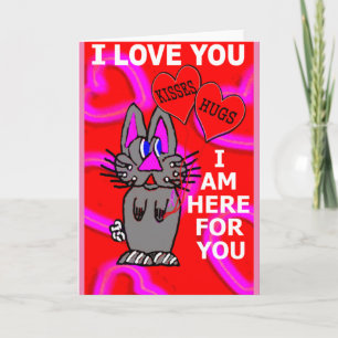 Customisable I Love You Pink Ribbon Breast Cancer Card