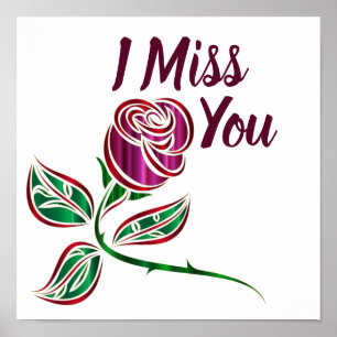 Customisable I miss you glittery rose custom Poster