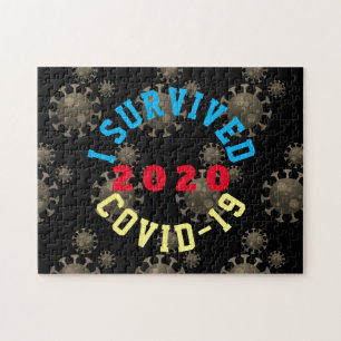 Customisable I survived COVID-19 2020 circle Jigsaw Puzzle