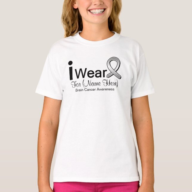 Customisable I Wear Brain Cancer Ribbon T-Shirt (Front)