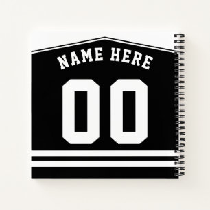 Customisable Ice Hockey Black Jersey Notebook