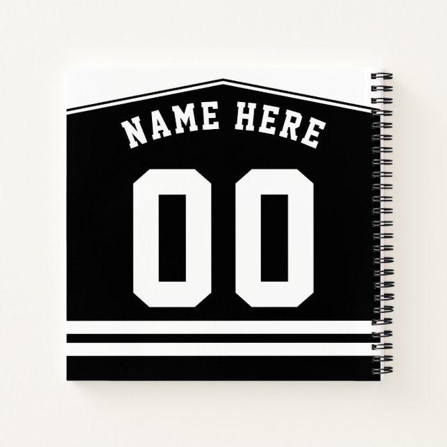 Customisable Ice Hockey Black Jersey Notebook (Back)
