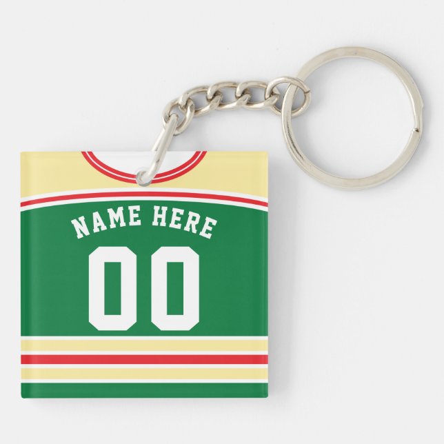 Customisable Ice Hockey Uniform Keyring, Lacrosse Key Ring (Back)